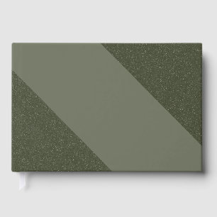 Diagonal Moss Green Textured - Foil Guestbook