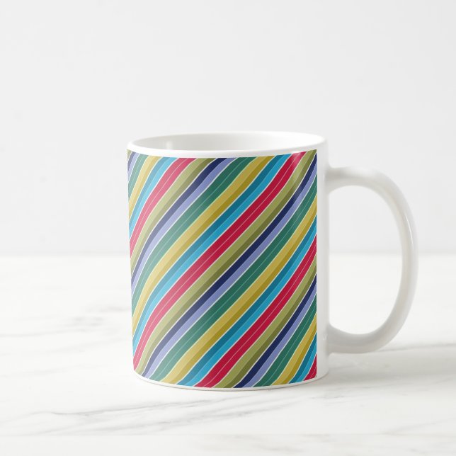 Diagonal Multi-Colored Stylish Striped Coffee Mug (Right)