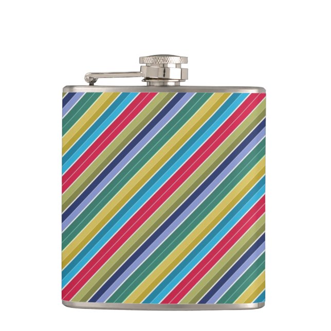 Diagonal Multi-Colored Stylish Striped Flask (Front)