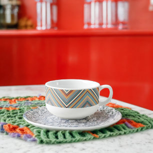Diagonal Multicolor Stripes Soup Mug