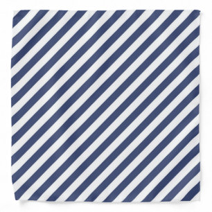 Diagonal navy blue and white stripes pattern bandana