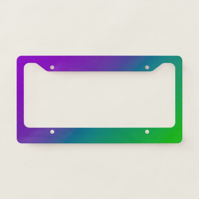 Diagonal Ombre Purple Green  License Plate Frame (Front)
