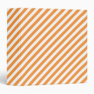 Diagonal orange and white stripes pattern 3 ring binder