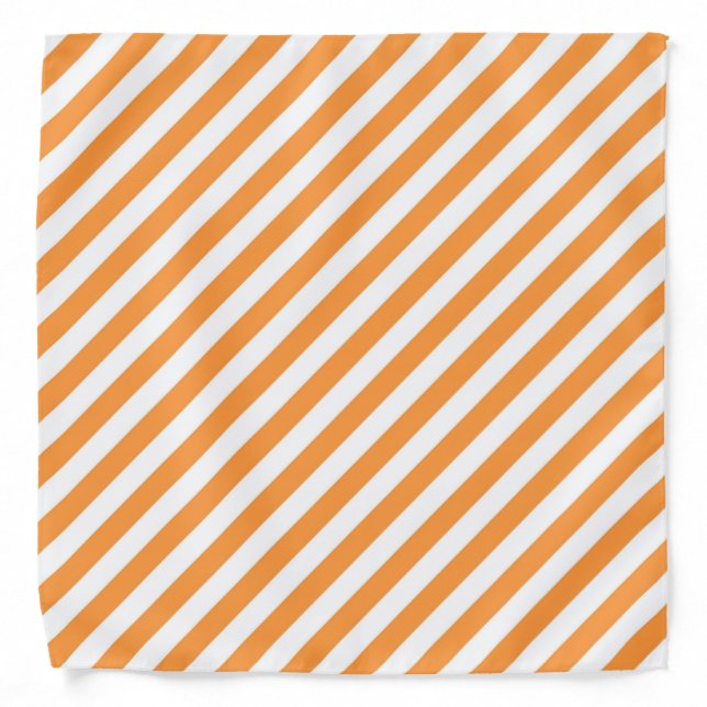 Diagonal orange and white stripes pattern bandana (Front)