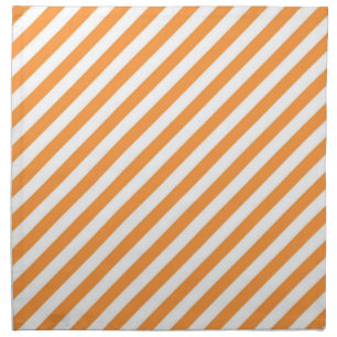 Diagonal orange and white stripes pattern cloth napkin
