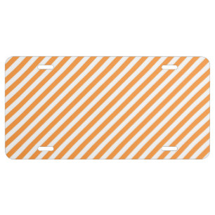 Diagonal orange and white stripes pattern license plate