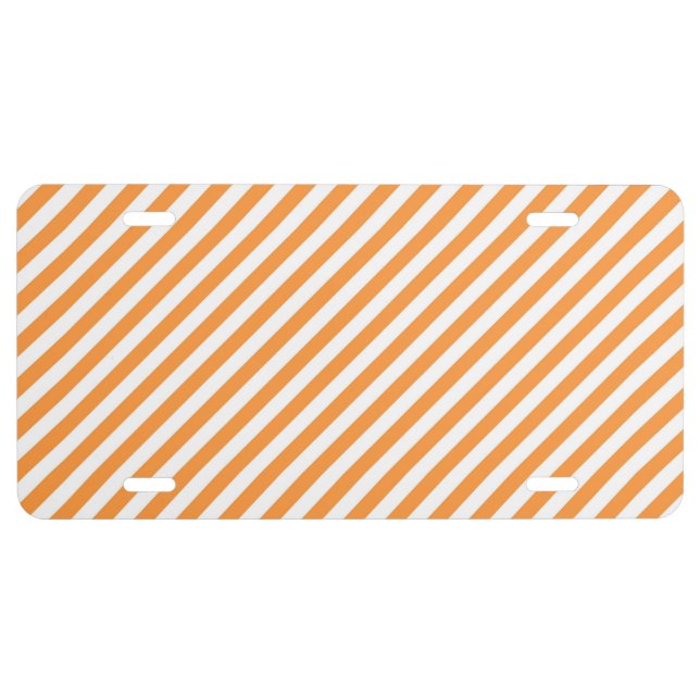 Diagonal orange and white stripes pattern license plate (Front)