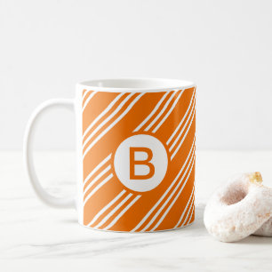 Diagonal Orange Striped Monogram Coffee Mug