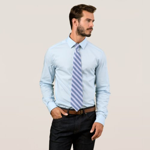 Diagonal Pastel Blue Stripes on Custom Color Neck Tie