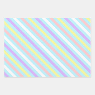 Diagonal pastel stripes Wrapping Paper Flat Sheets