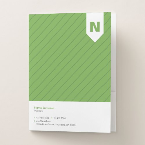 Diagonal Pattern Fresh Green Simple Minimalist Pocket Folder