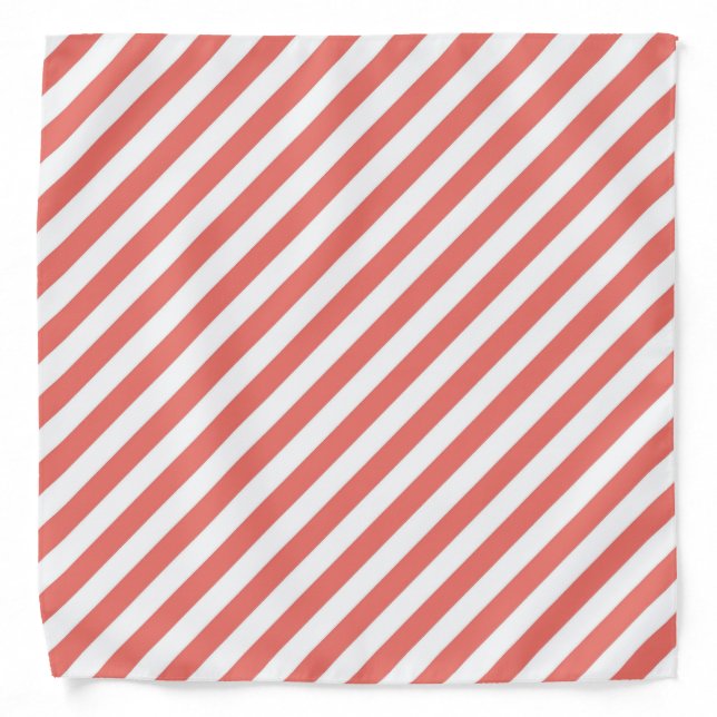 Diagonal pattern of pink and white stripes bandana (Front)