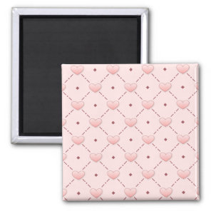 diagonal pattern pink candy hearts magnet