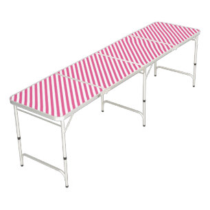 Diagonal pink and white stripes pattern beer pong table