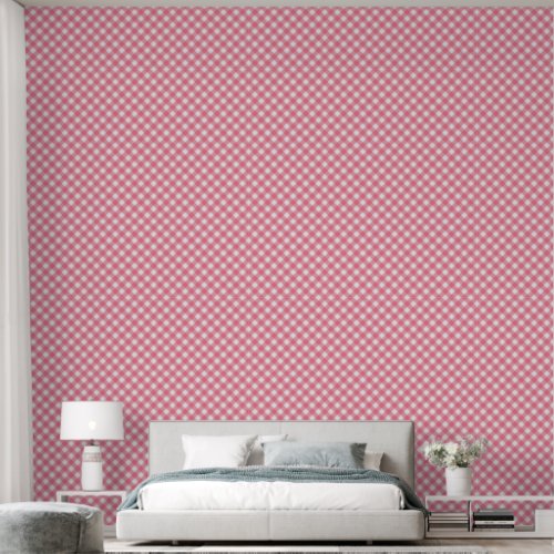 Diagonal Pink Gingham Wallpaper