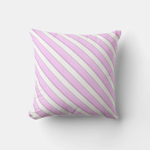 Diagonal Pink Stripes on White Throw Pillow