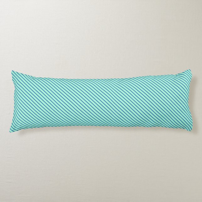 Diagonal pinstripes - aqua  and navy body pillow (Front)