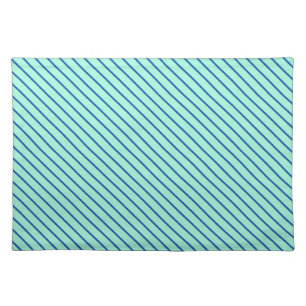 Diagonal pinstripes - aqua  and navy cloth placemat