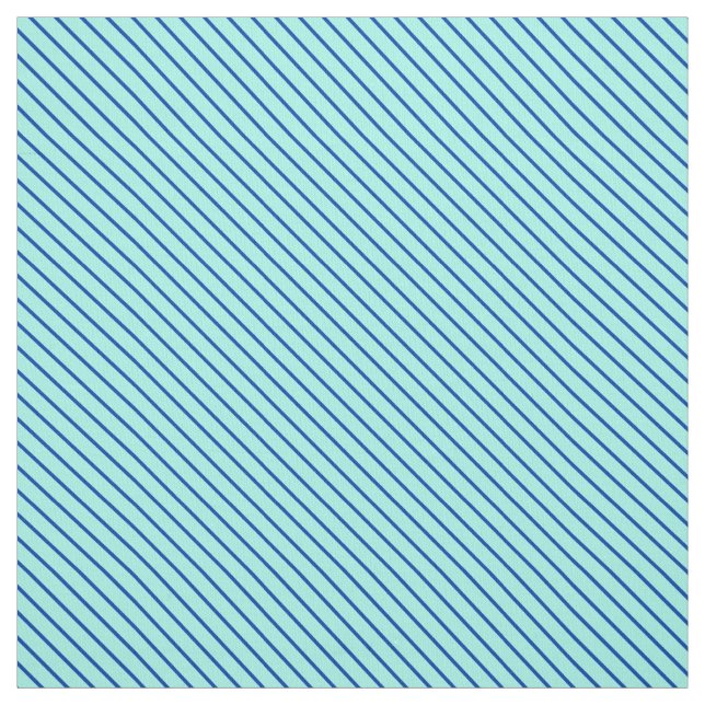Diagonal pinstripes - aqua  and navy fabric (Swatch)