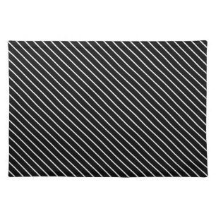 Diagonal pinstripes - black and white cloth placemat
