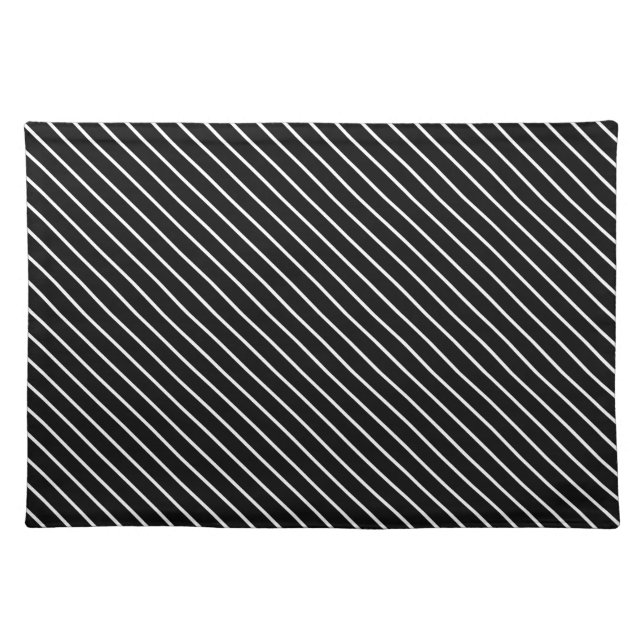 Diagonal pinstripes - black and white cloth placemat (Front)