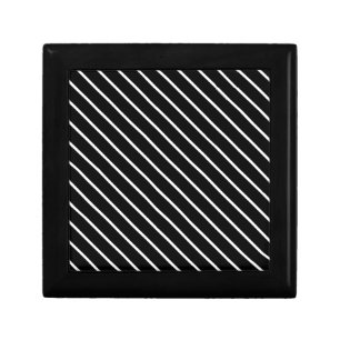 Diagonal pinstripes - black and white keepsake box