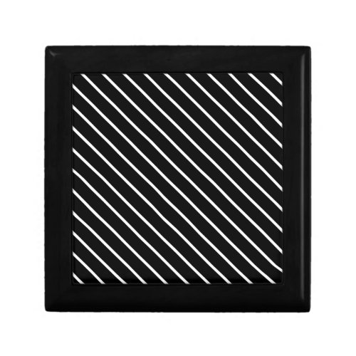 Diagonal pinstripes _ black and white keepsake box