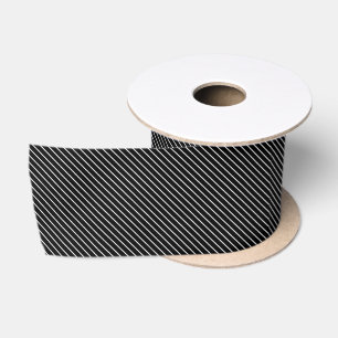 Diagonal pinstripes - black and white satin ribbon
