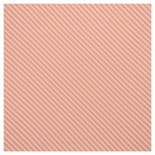 Diagonal pinstripes - coral orange and white fabric