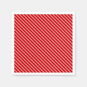 Diagonal pinstripes - deep red and white paper napkins