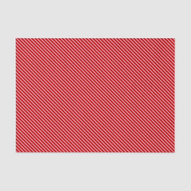 Diagonal pinstripes - deep red and white tissue paper (Front)