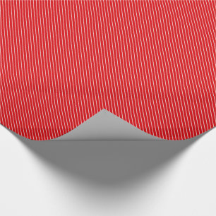 Diagonal pinstripes - deep red and white wrapping paper