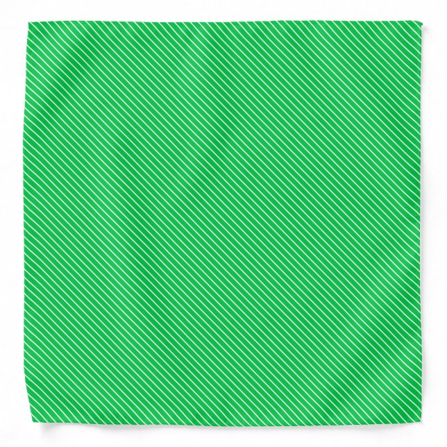 Diagonal pinstripes - emerald green and white bandana (Front)