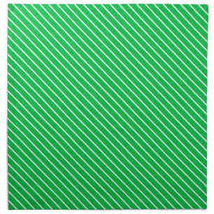 Diagonal pinstripes - emerald green and white napkin