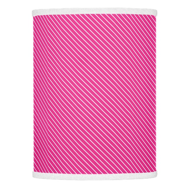 Diagonal pinstripes - fuchsia pink and white lamp shade (Front)