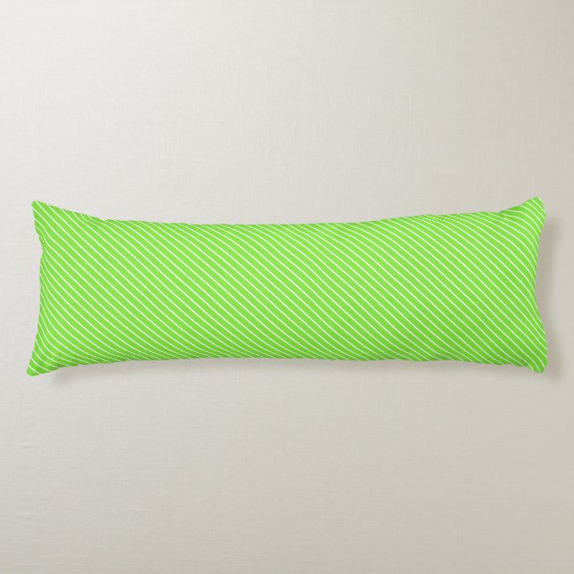 Diagonal pinstripes - lime green and white body pillow (Front)