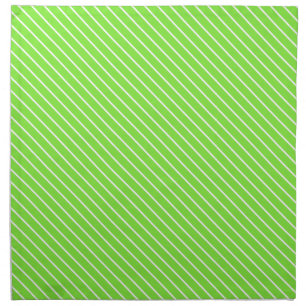 Diagonal pinstripes - lime green and white cloth napkin