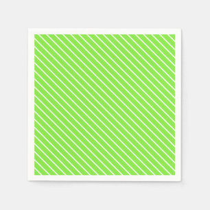 Diagonal pinstripes - lime green and white paper napkins