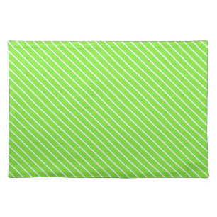 Diagonal pinstripes - lime green and white placemat