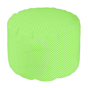 Diagonal pinstripes - lime green and white pouf