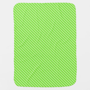 Diagonal pinstripes - lime green and white stroller blanket