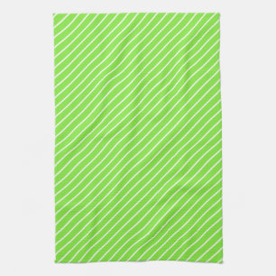 Diagonal pinstripes - lime green and white towel