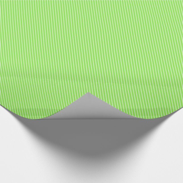 Diagonal pinstripes - lime green and white wrapping paper (Corner)