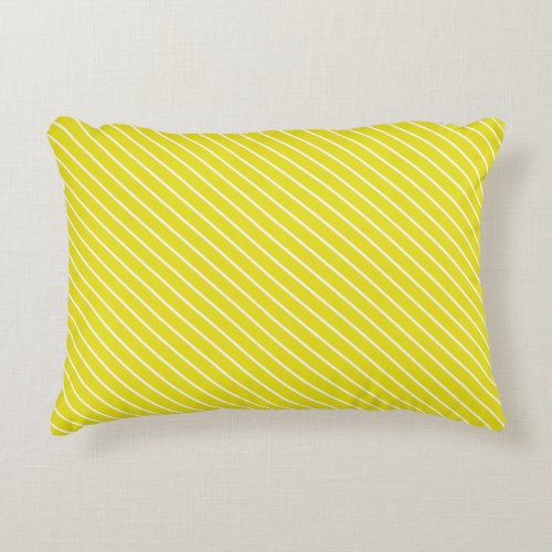 Diagonal pinstripes _ mustard yellow and white decorative pillow
