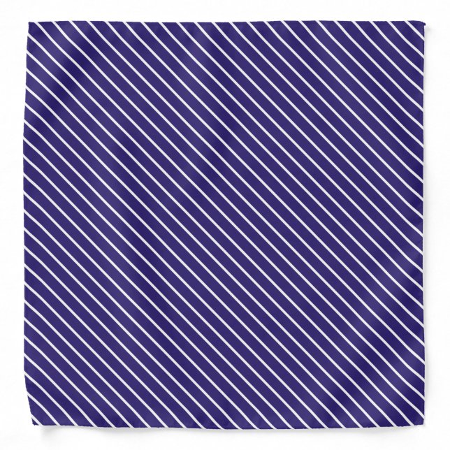 Diagonal pinstripes - navy blue and white bandana (Front)
