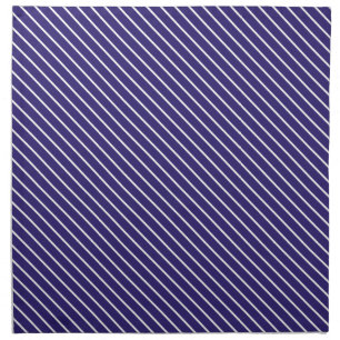 Diagonal pinstripes - navy blue and white napkin