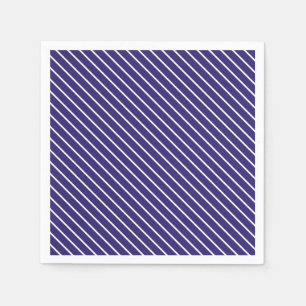 Diagonal pinstripes - navy blue and white napkins