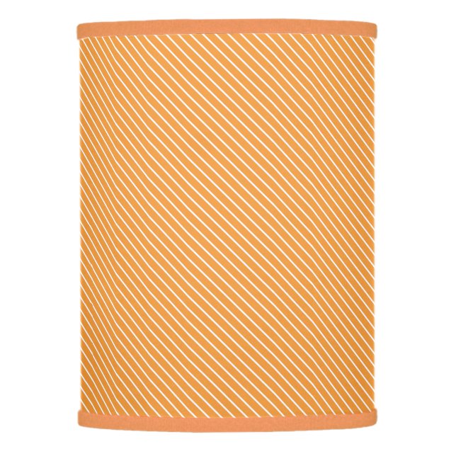 Diagonal pinstripes - orange and white lamp shade (Front)
