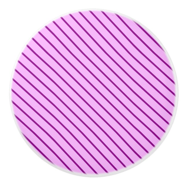 Diagonal pinstripes - orchid and purple ceramic knob (Front)