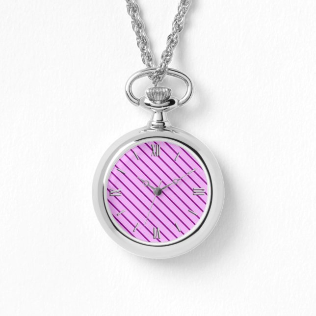 Diagonal pinstripes - orchid and purple watch (Front)